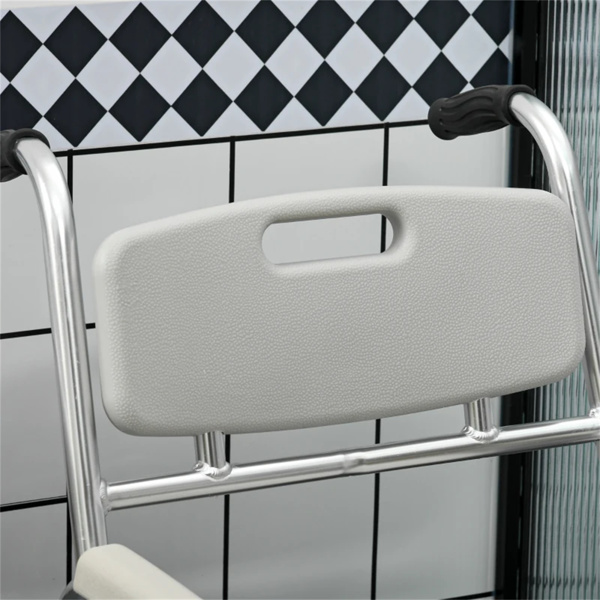  Gray Shower Commode Wheelchair,  Waterproof Rolling Over Toilet Chair with Padded Seat