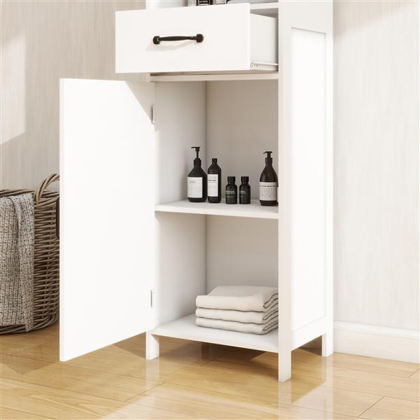 Floor Standing Cabinet with 1 Door and 1 Drawer - White