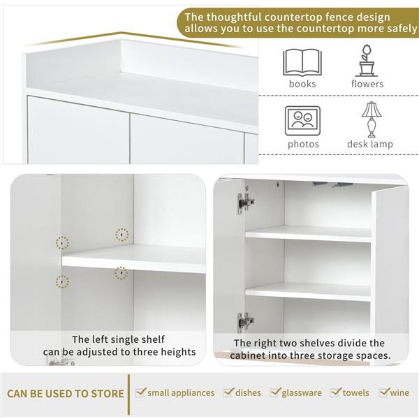 Modern Sideboard Elegant Buffet Cabinet with Large Storage Space for Dining Room, Entryway (White)