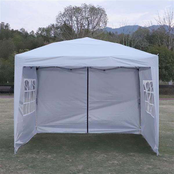 Outdoor 10x 10Ft Pop Up Gazebo Canopy Tent Removable Sidewall with Zipper,2pcs Sidewall with Windows,with 4pcs Weight sand bag,with Carry Bag,White