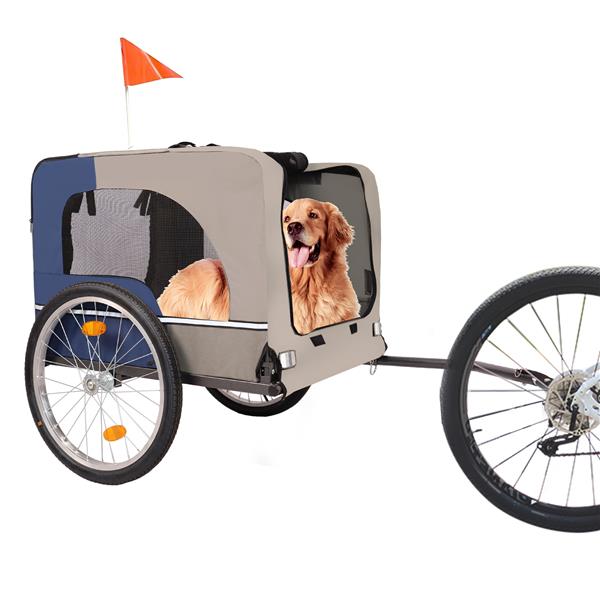 Dog Bike Trailer, Breathable Mesh Dog Cart with 3 Entrances, Safety Flag, 8 Reflectors, Folding Pet Carrier Wagon with 20 Inch Wheels, Bicycle Carrier for Medium and Small Sized Dogs