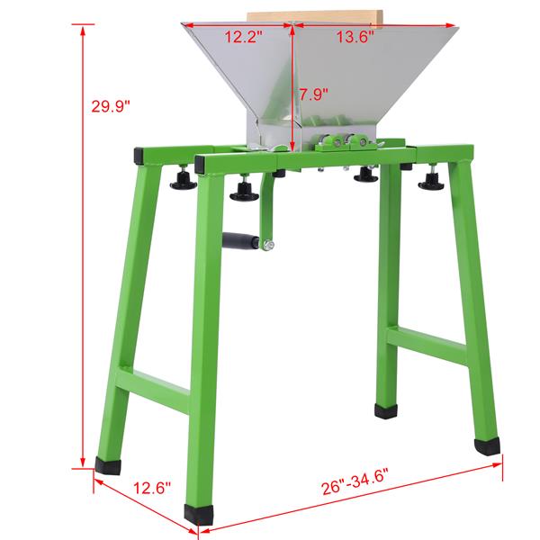 7L Manual Juicer Grinder with stand,Portable Fruit crusher with wheel Stainless Steel fruit Scratter Pulper for Wine and Cider Pressing