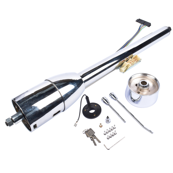 Chrome 30" Manual Tilt Steering Column Floor Shift GM Universal w/ Key+Adapter