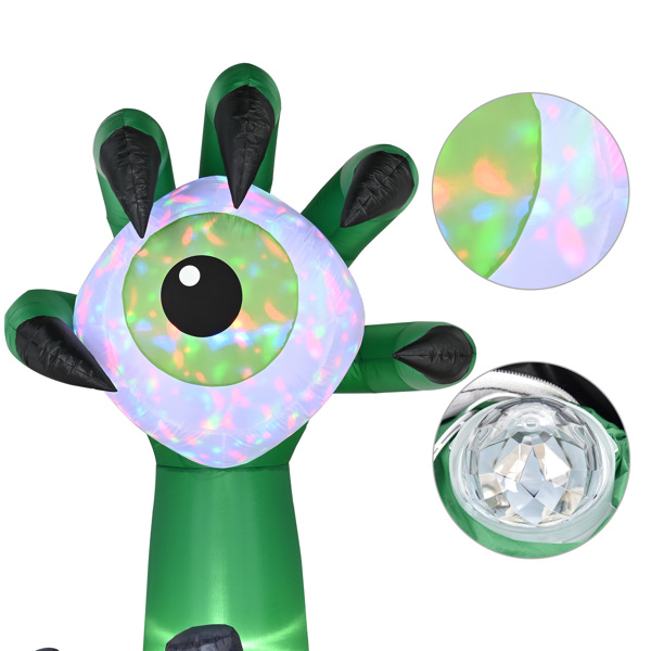 6 Foot Halloween Inflatable Monster Hand with Eyeball LED Lights Decor Outdoor Indoor Holiday Decorations, Blow up Lighted Yard Decor, Lawn Inflatables Home Family Outside（No shipment on weekends）