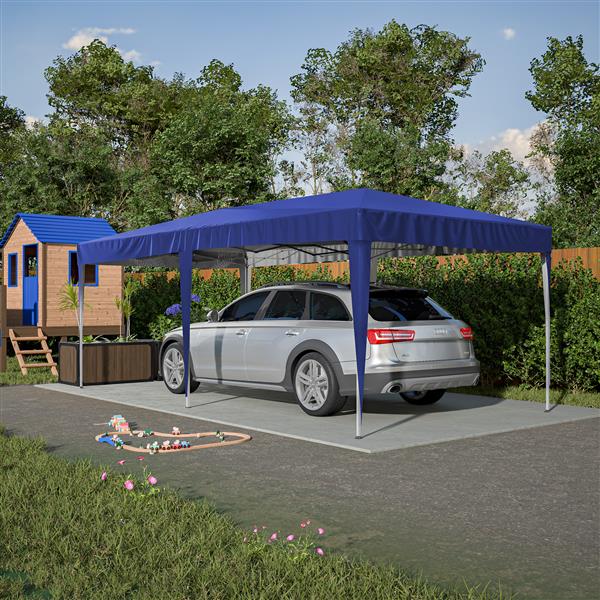 10'x20' EZ Pop Up Canopy Outdoor Portable Party Folding Tent with 6 Removable Sidewalls + Carry Bag + 6pcs Weight Bag Beige Blue