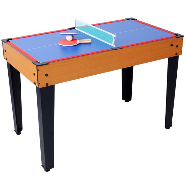 5-in-1 Multi-Game Table - Billiards, Push Hockey, Foosball, Ping Pong, and Basketball  brown/red