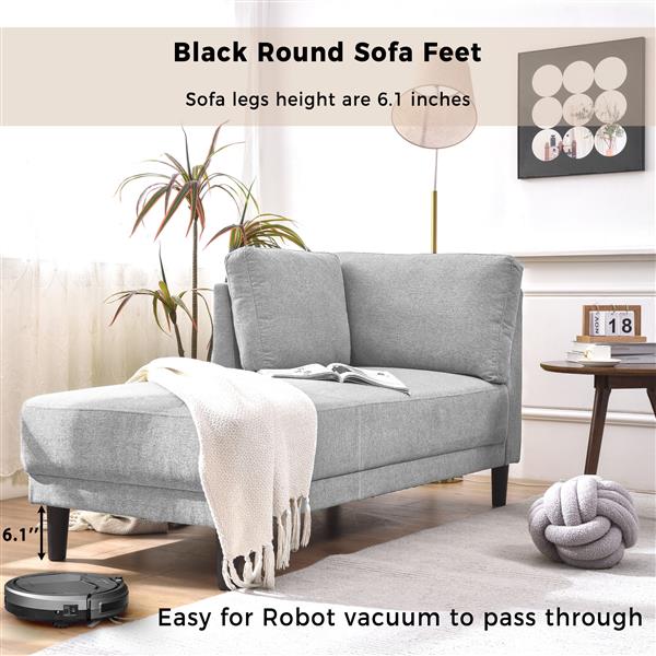 [New+Video]65" Mid-Century Modern Linen Fabric Corner Lounge Chair, Upholstered Indoor Chaise Lounge,Sleeper Sofa,Solid Wood Sofa Bed for Bedroom,Office,Small Living Room & Apartment,3 Colors