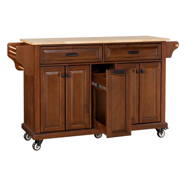 Natural Wood Top Kitchen Island with Storage