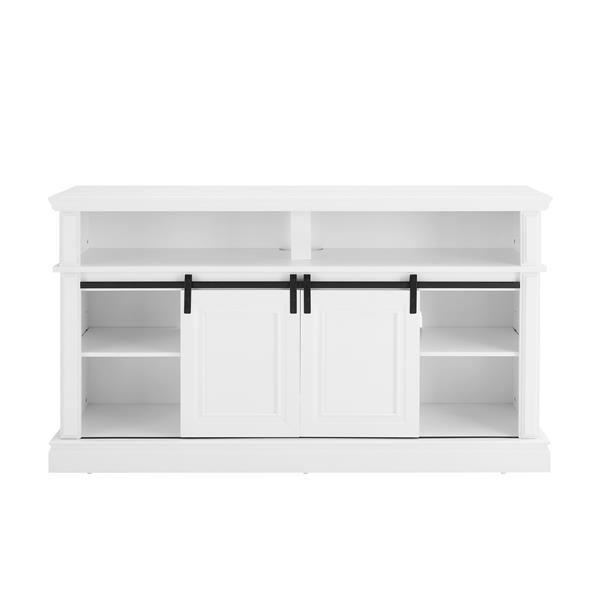 Media Console Table with Storage Cabinet, Mid Century style Entertainment TV Table, Multipurpose Sliding Door TV Cabinet  Large Storage Space, 58.11"W*15.79"D*32.36"H Antique White