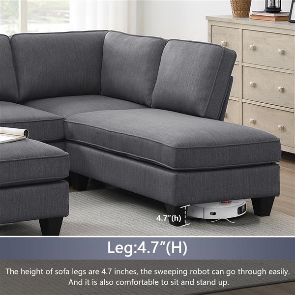 [VIDEO provided] [New] 104.3*78.7" Modern L-shaped Sectional Sofa,7-seat Linen Fabric Couch Set with Chaise Lounge and Convertible Ottoman for Living Room,Apartment,Office,3 Colors