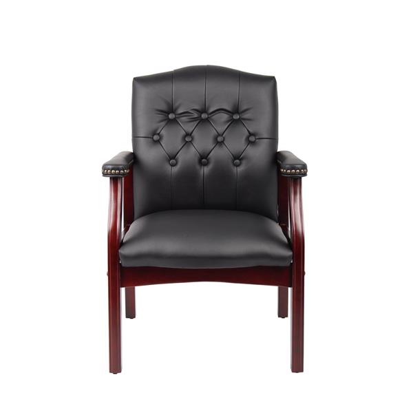 Leather Reception Guest Chairs  W/Padded Seat and Arms Ergonomic Mid-Back Office Executive Side Chair for Meeting Waiting Room Conference Office Guest Chairs,Black