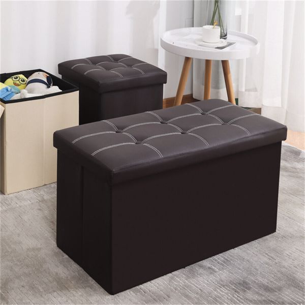 Large Seater Folding Storage Ottoman Pouffe Bench Seat Blanket Toy Chest Box UK