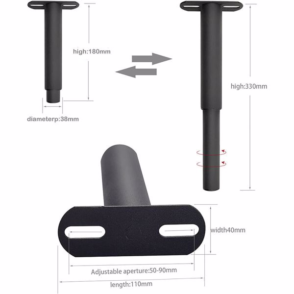 2X Bed Legs Adjustable Retractable Heavy Duty Bed Center Frame Slat Support Legs