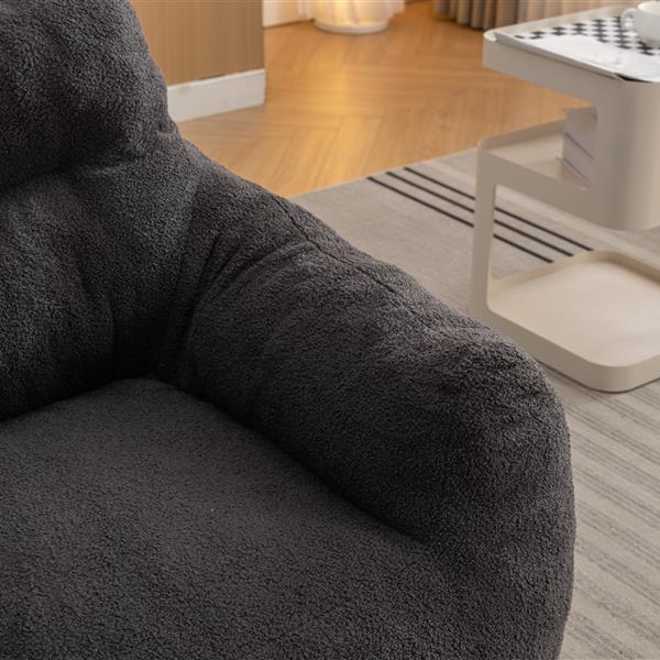 054-Large Size Teddy Fabric Bean Bag Chair Lazy Sofa Chair Sponge filling For Indoor,Dark Gray