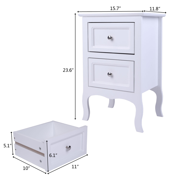 【Oid Code：48714449/34800355】2pcs Country Style Two-Tier Night Tables Large Size White