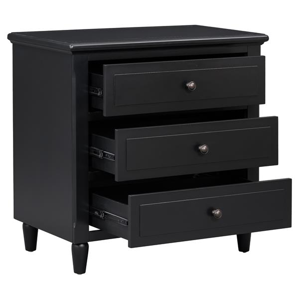 3-Drawer Nightstand Storage Wood Cabinet