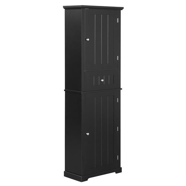 Tall Bathroom Storage Cabinet, Freestanding Storage Cabinet with Drawer and Adjustable Shelf, MDF Board with Painted Finish, Black