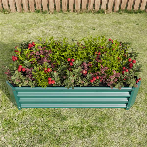 Metal Raised Garden Bed, Rectangle Raised Planter 4×2×1ft  for Flowers Plants, Vegetables Herb Veezyo Green