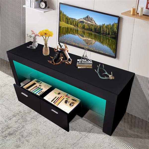 LED TV stand modern TV stand with storage Entertainment Center with drawer TV cabinet for Up to 75 inch for Gaming Living Room Bedroom