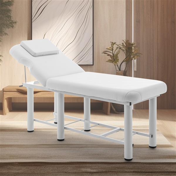 Professioanl Massage Table , Backrest Adjustable, Removable Headrest, Bottom Shelf Storage , Memory Foam Layer Salon Bed,White