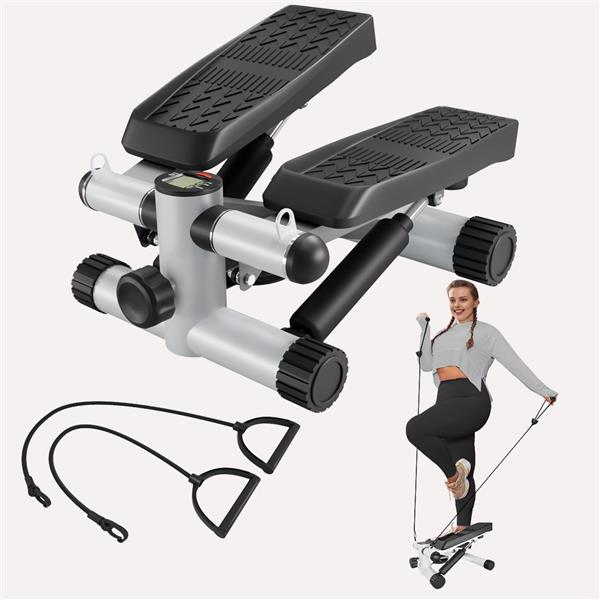 Steppers for Exercise, Stair Stepper with Resistance Bands, Mini Stepper with 330LBS Loading Capacity, Hydraulic Fitness Stepper with LCD Monitor, No Assembly Required