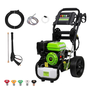 110V 2600PSI 4.8kW with drum winder, gasoline high-pressure cleaner, 5 nozzles+foam kettle