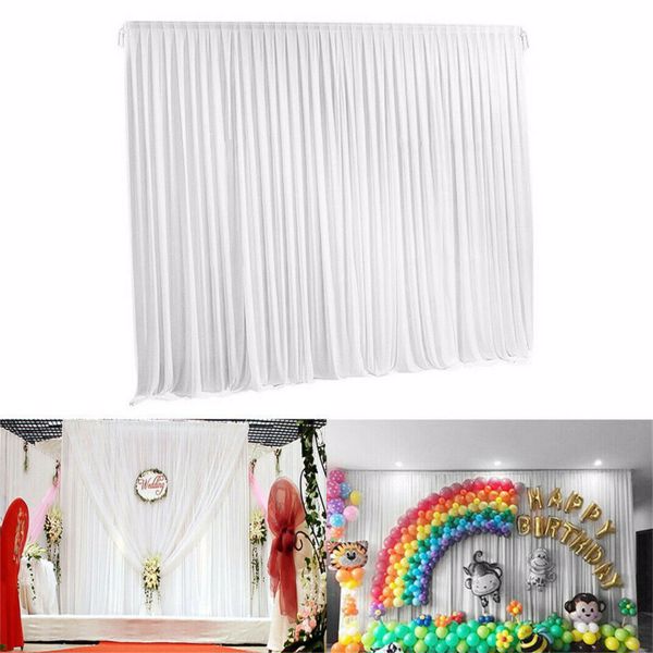 3MX3M White Stage Wedding Party Backdrop Photography Background Drape Curtains