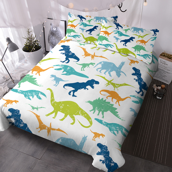 3Pcs Dinosaur Ultra Soft Bedding Set Duvet Cover Set for Comforter Gift Twin