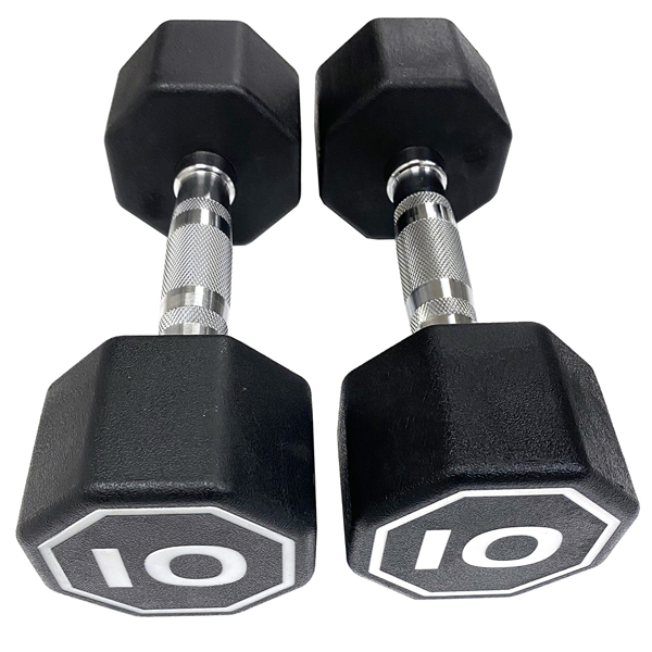 APOLLO IR3920 Premium Octagonal Dumbbell, Large Numbers, Hard Chrome Plated Handle Dumbbells to Assist with Push-Ups, 10 lbs set of 2  