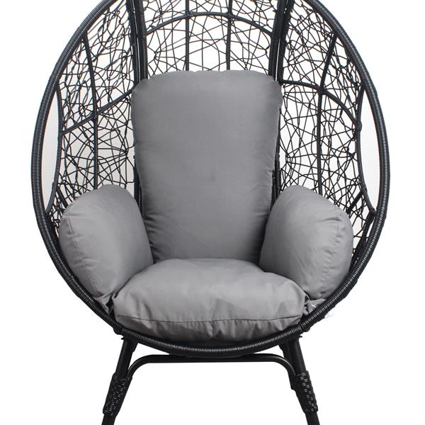 Patio PE Wicker Egg Chair Model 3 with Black Color Rattan Grey Cushion and Side Table