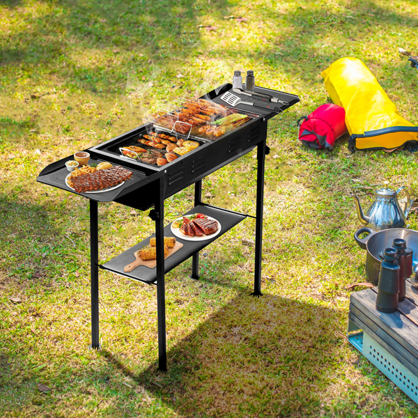 Portable Charcoal Grills for Outdoor BBQ, Foldable Kabob Barbecue Grill for Camping Hibachi BBQ Griddle Lamb Skewer in Garden Backyard Party Picnic Travel Outdoor Cooking