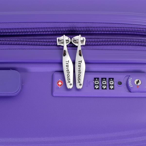 Expandable Hardshell Suitcase Double Spinner Wheels PP Luggage Sets Lightweight Durable Suitcase with TSA Lock,3-Piece Set (20/24/28) , Purple