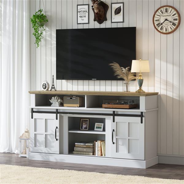 58 Inch TV Stand with Storage Cabinet and Shelves, TV Console Table Entertainment Center for Living Room,Bedroom