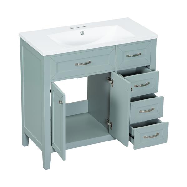 36" Bathroom Vanity with Sink Combo, Green Bathroom Cabinet with Drawers, Solid Frame and MDF Board