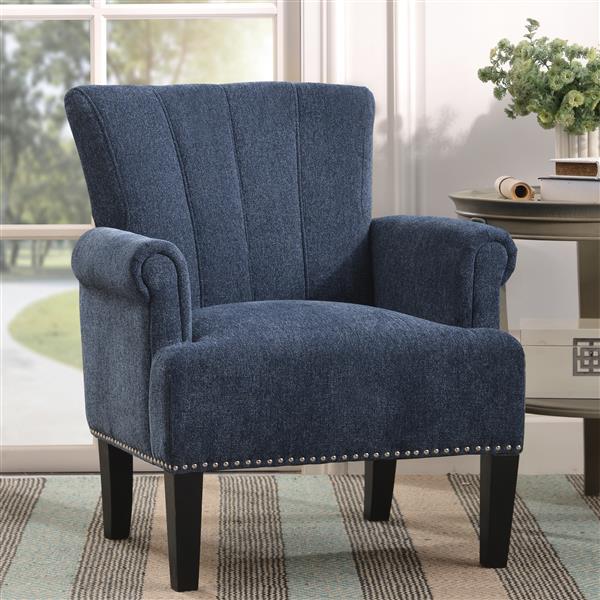 Tufted Polyester Armchair ,Navy Blue