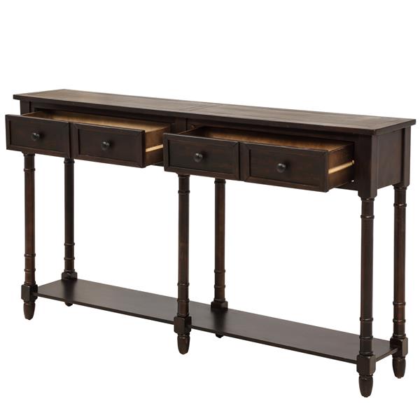 Console Table Sofa Table Easy Assembly with Two Storage Drawers and Bottom Shelf for Living Room, Entryway (Espresso)