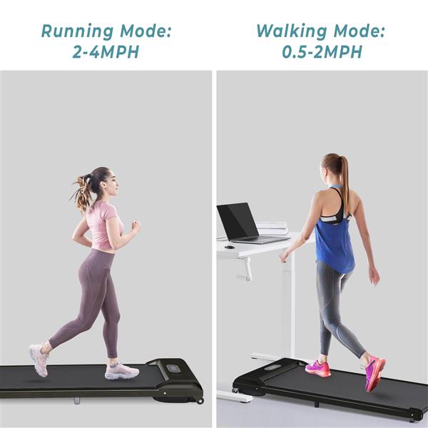 2 in 1 Under Desk Electric Treadmill 2.5HP, Remote Control, Display, Walking Jogging Running Machine Fitness Equipment for Home Gym Office