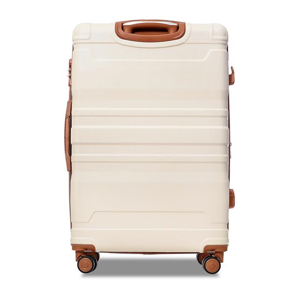 Luggage Sets New Model Expandable ABS Hardshell 3pcs Clearance Luggage Hardside Lightweight Durable Suitcase sets Spinner Wheels Suitcase with TSA Lock 20''24''28''(Beige and Brown)