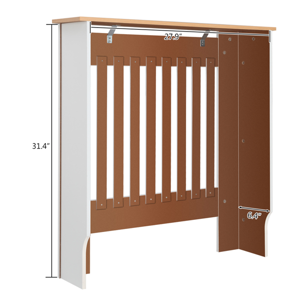 Cache-radiateur Conception traditionnelle simple ventilée Motif à rayures verticales en panneau MDF E1, Blanc, S