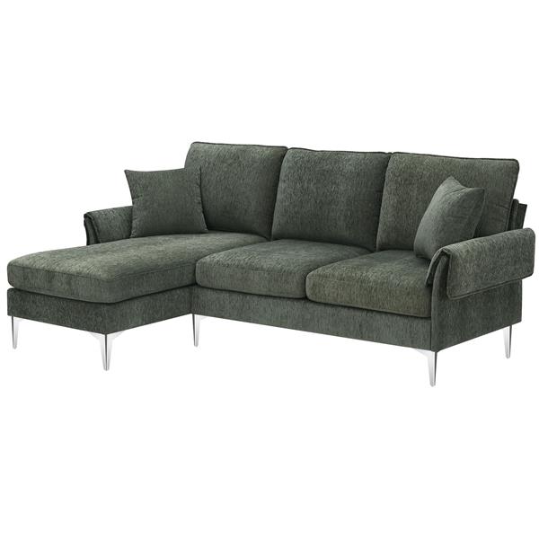 [VIDEO provided] [New]84 " Convertible Sectional Sofa, Modern Chenille L-Shaped Sofa Couch with Reversible Chaise Lounge, Fit for Living Room, Apartment(2 Pillows)