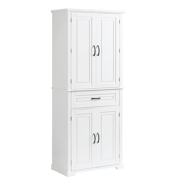 Bathroom Storage Cabinet with Doors and Drawer, Multiple Storage Space, Adjustable Shelf, White