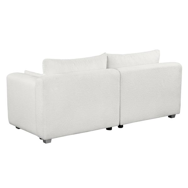 [New] 82*36" Modern Loop Yarn Fabric Sofa, One-Piece Seat Frame, Minimalist 2-3 Seat Couch Easy to Install, Loveseats with Extra Wide Domed Arms for Living Room, Bedroom, Apartment, Office(2 Pillows)