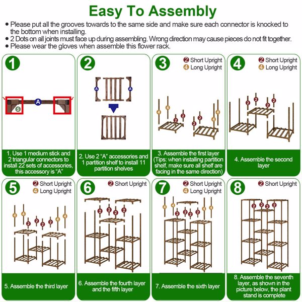 Multi-tier Wooden Plant Stand 11 Potted Flower Display Shelf Rack Vase Holder for Patio Balcony Garden（No shipments on weekends）