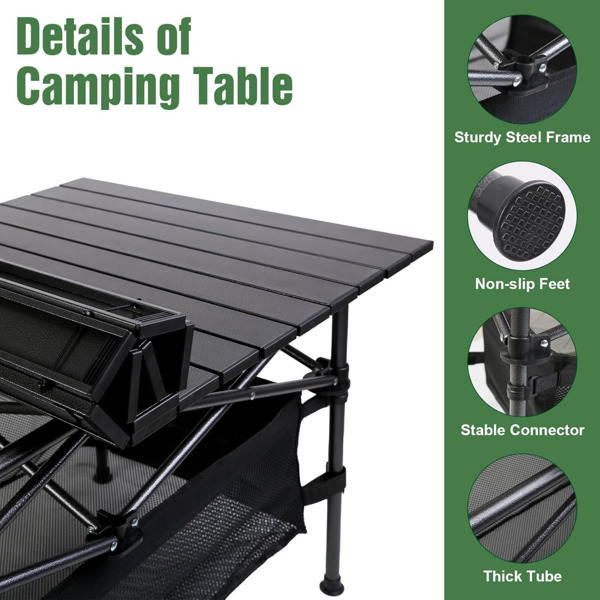 1pc Camping Table That Fold up Lightweight, Aluminum Folding Table Roll Up Table with Easy Carrying Bag for Indoor, Outdoor, Camping, Backyard, BBQ, Party, Patio, Beach, Picnic, Medium