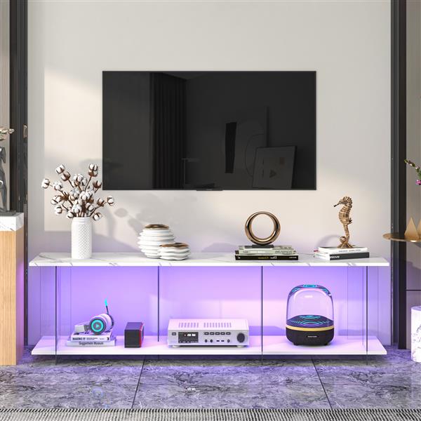 TV stand, TV cabinet, yakeli partition TV cabinet, table imitation marble pattern, can do tv cabinet can also do side cabinets, can be placed in the lounge, living room or bedroom, color: white