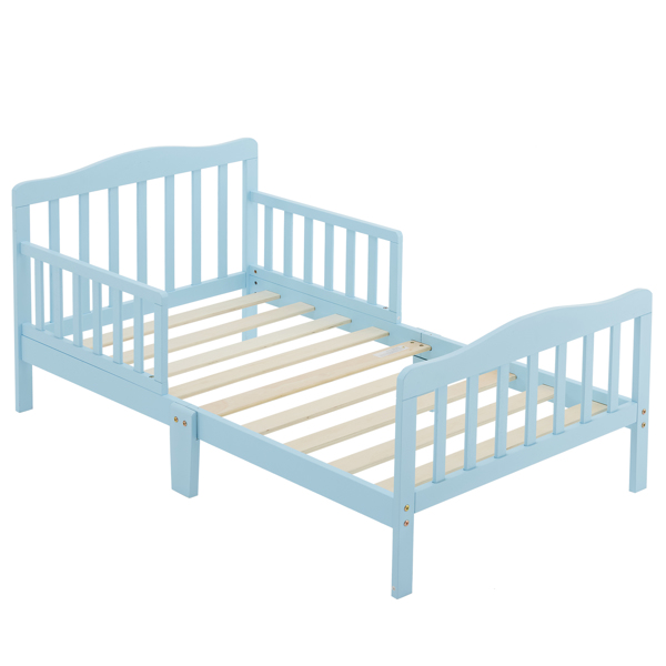 Single Vertical Board with Guardrails on Both Sides Blue 135*75*62.5cm Wooden Bed Pine Children