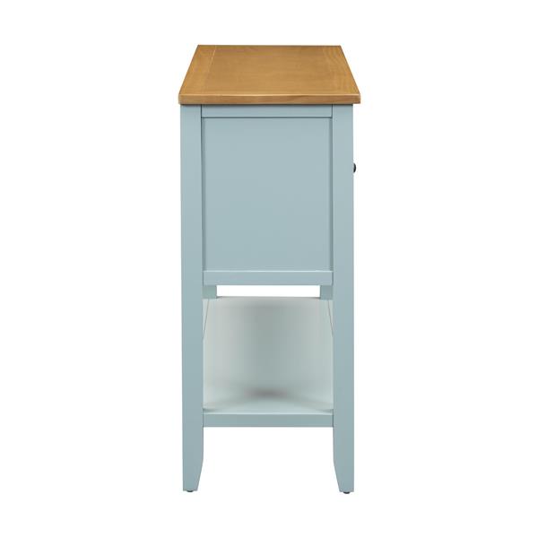 Series  Ample Storage Vintage Console Table with Four Small Drawers and Bottom Shelf for Living Rooms, Entrances and Kitchens (Lime White)