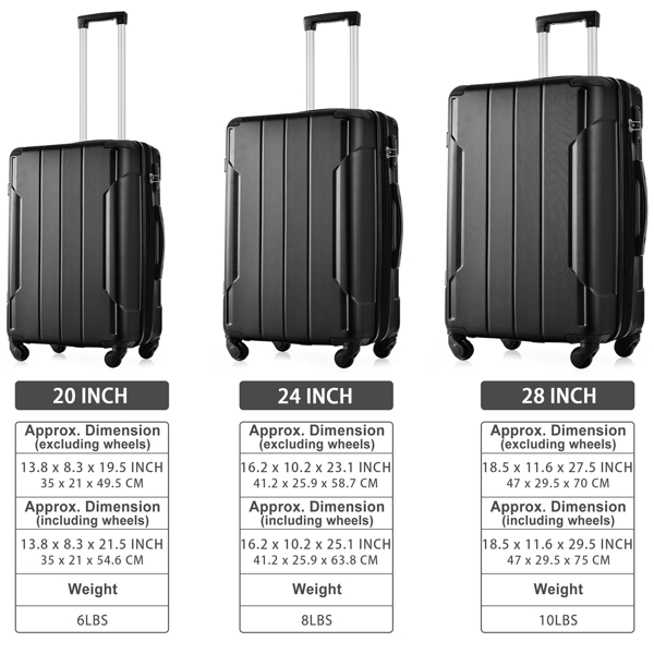 Hardshell Luggage Spinner Suitcase with TSA Lock Lightweight Expandable 24'' (Single Luggage)