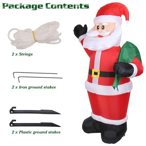 6.4ft Inflatable Christmas Giant Santa Claus Blow up Light up Santa Claus with LED Lights Gift Bag IPX4 Waterproof Christmas Outdoor Yard Lawn Holiday Decoration Xmas Kid Gift