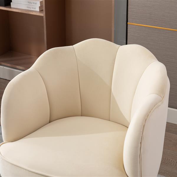 Shell Shape Velvet Fabric Armchair Chair With Gold Legs For Living Room Bedroom,Beige